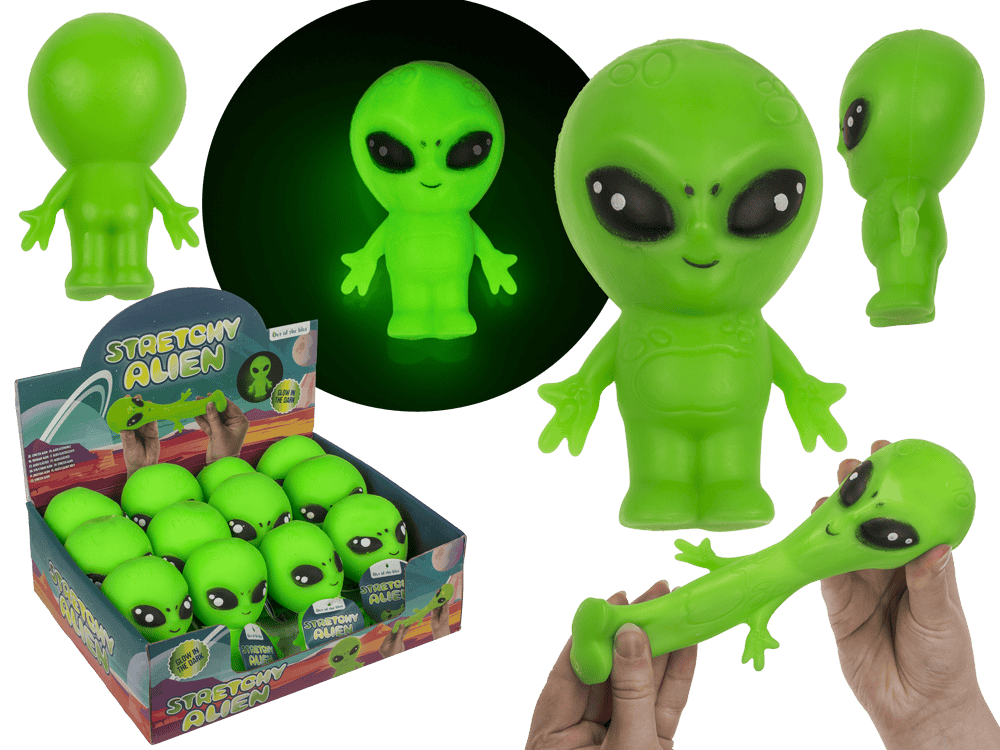 Stretchy Alien, Glow in the Dark, 8 x 12 x 6 cm,