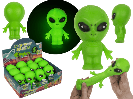 Stretchy Alien, Glow in the Dark, 8 x 12 x 6 cm,