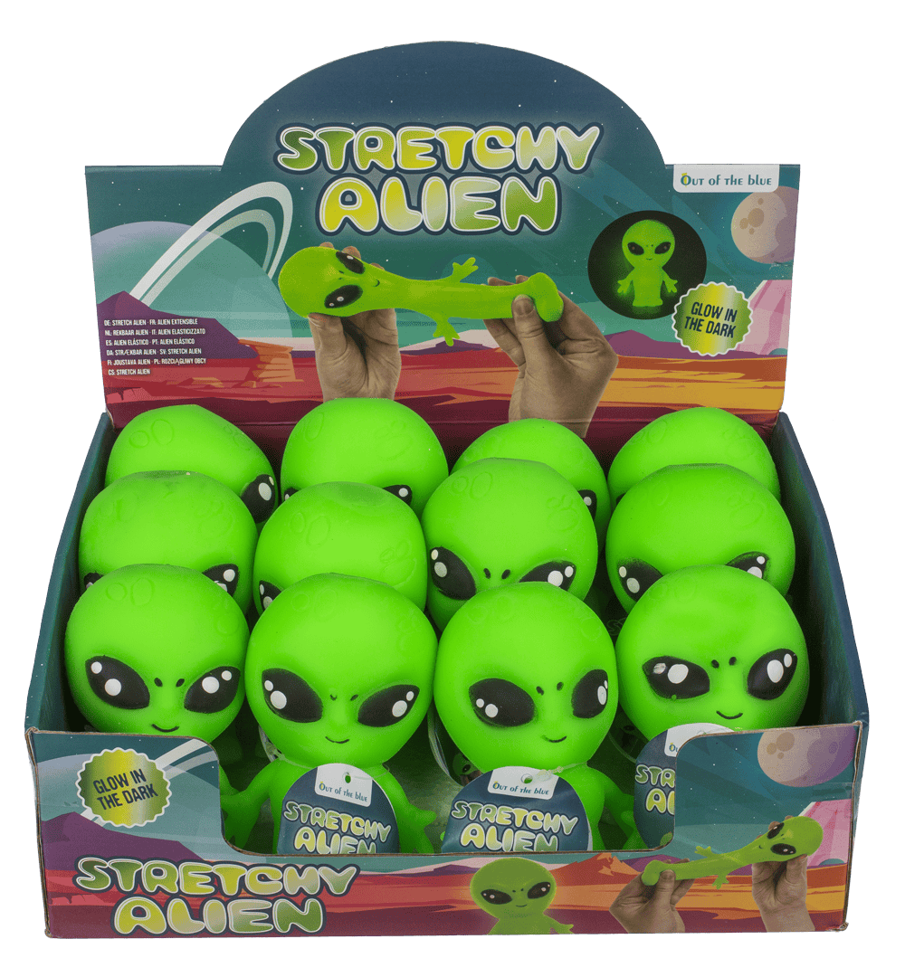 Stretchy Alien, Glow in the Dark, 8 x 12 x 6 cm,