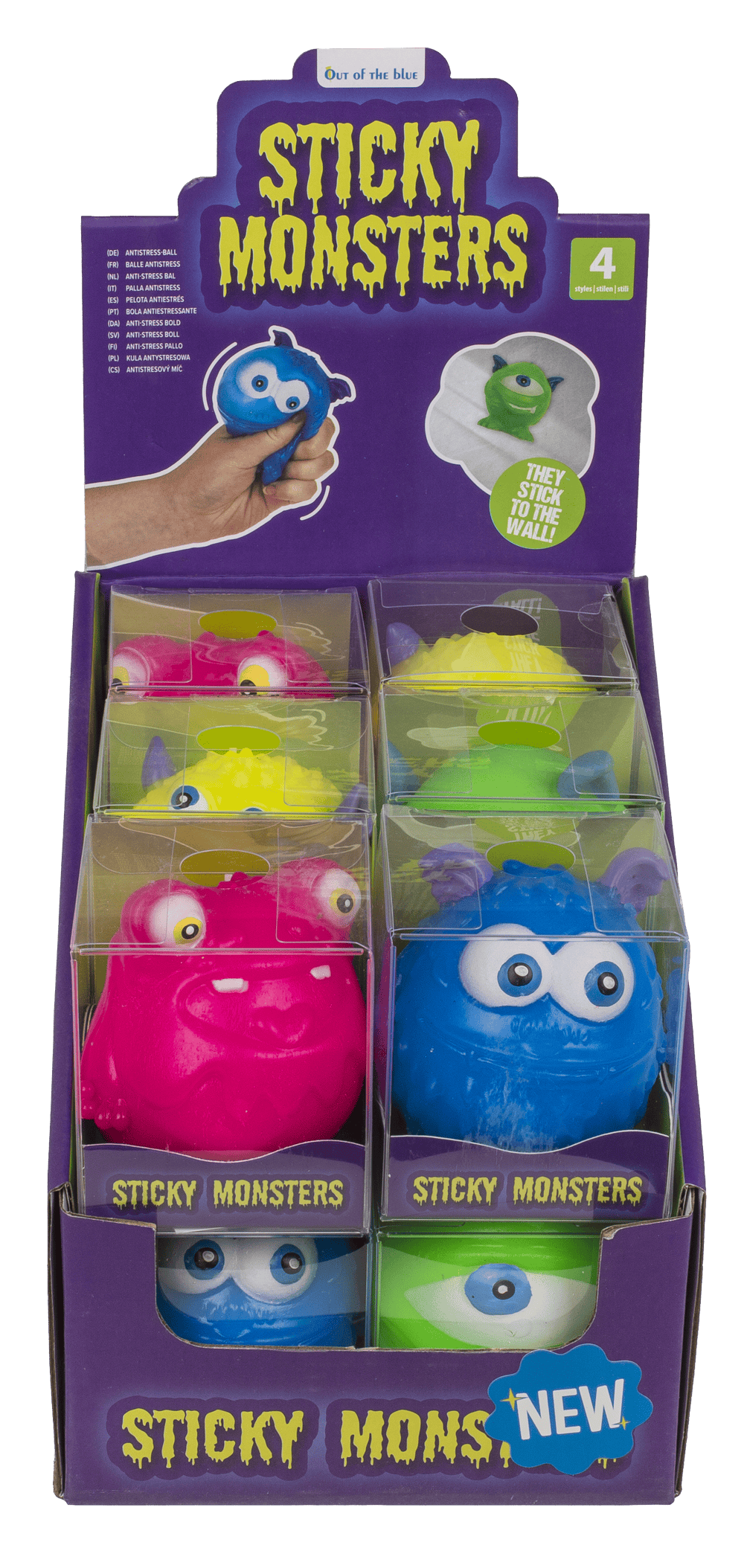 Sticky Monsters, Squeeze & Wall Ball, 8 cm,
