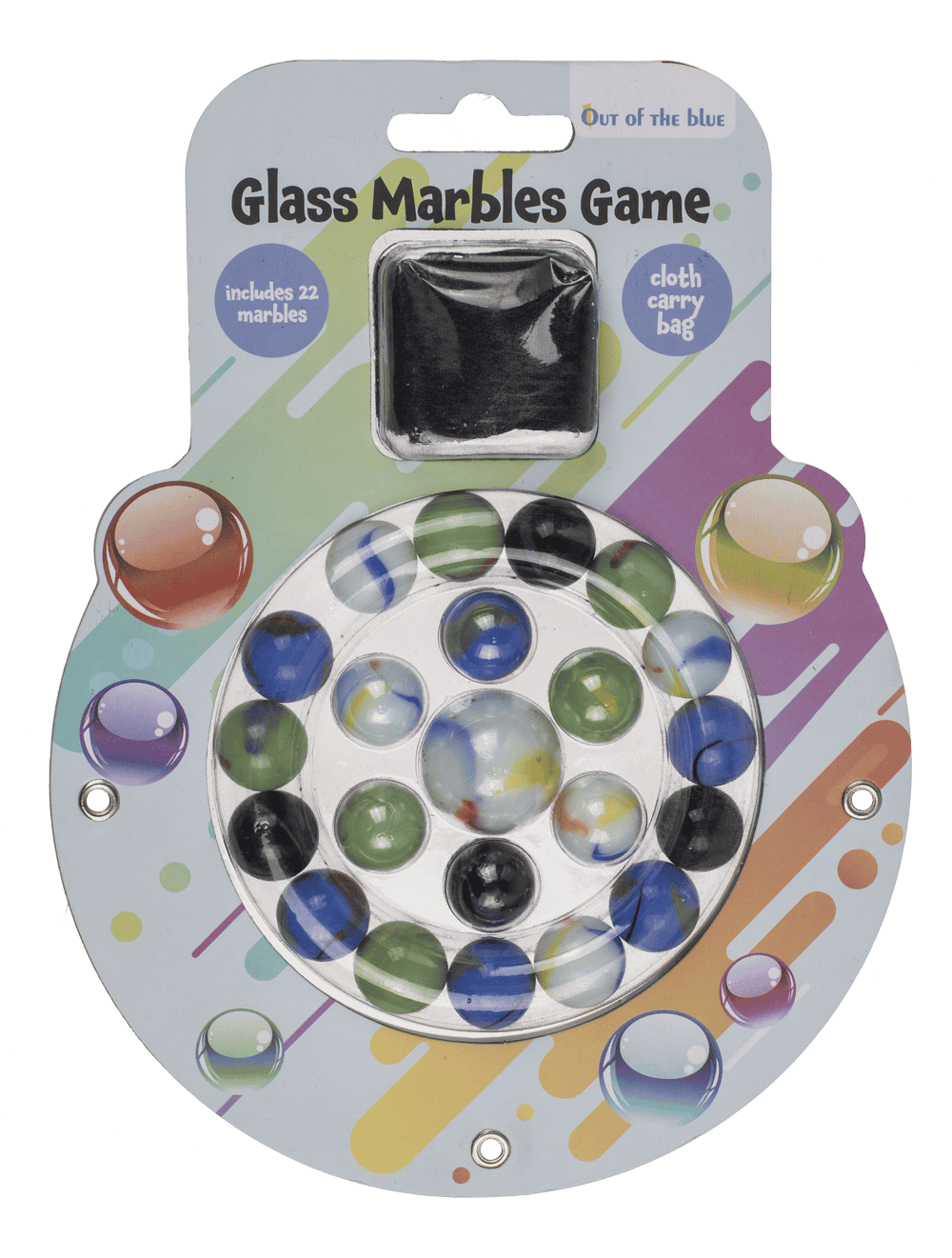 Glas marble game, with cloth bag,