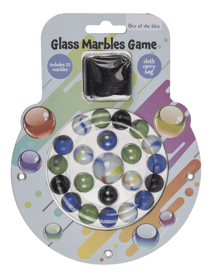 Glas marble game, with cloth bag,