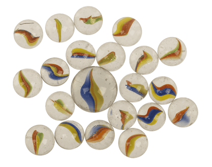 Glas marble game, with cloth bag,