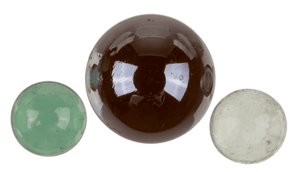 Glas marble game, with cloth bag,