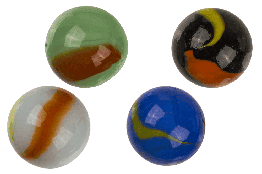 Glas marble game, with cloth bag,