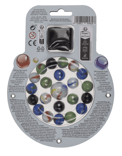 Glas marble game, with cloth bag,
