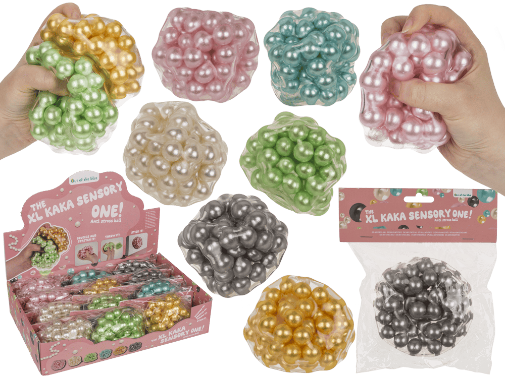 59-2302_000.png XL KAKA Sensory Squeeze & Wall Ball in diverse kleuren, 11 x 11 x 6 cm, verpakt in polybag met header card.