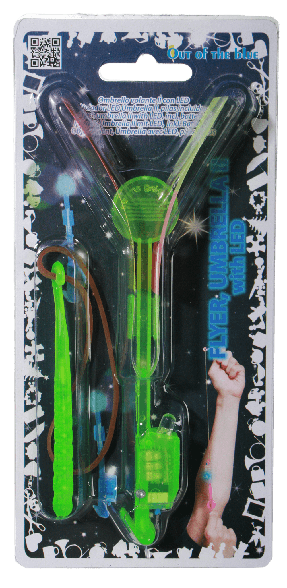 Flying umbrella with LED (incl. batteries),