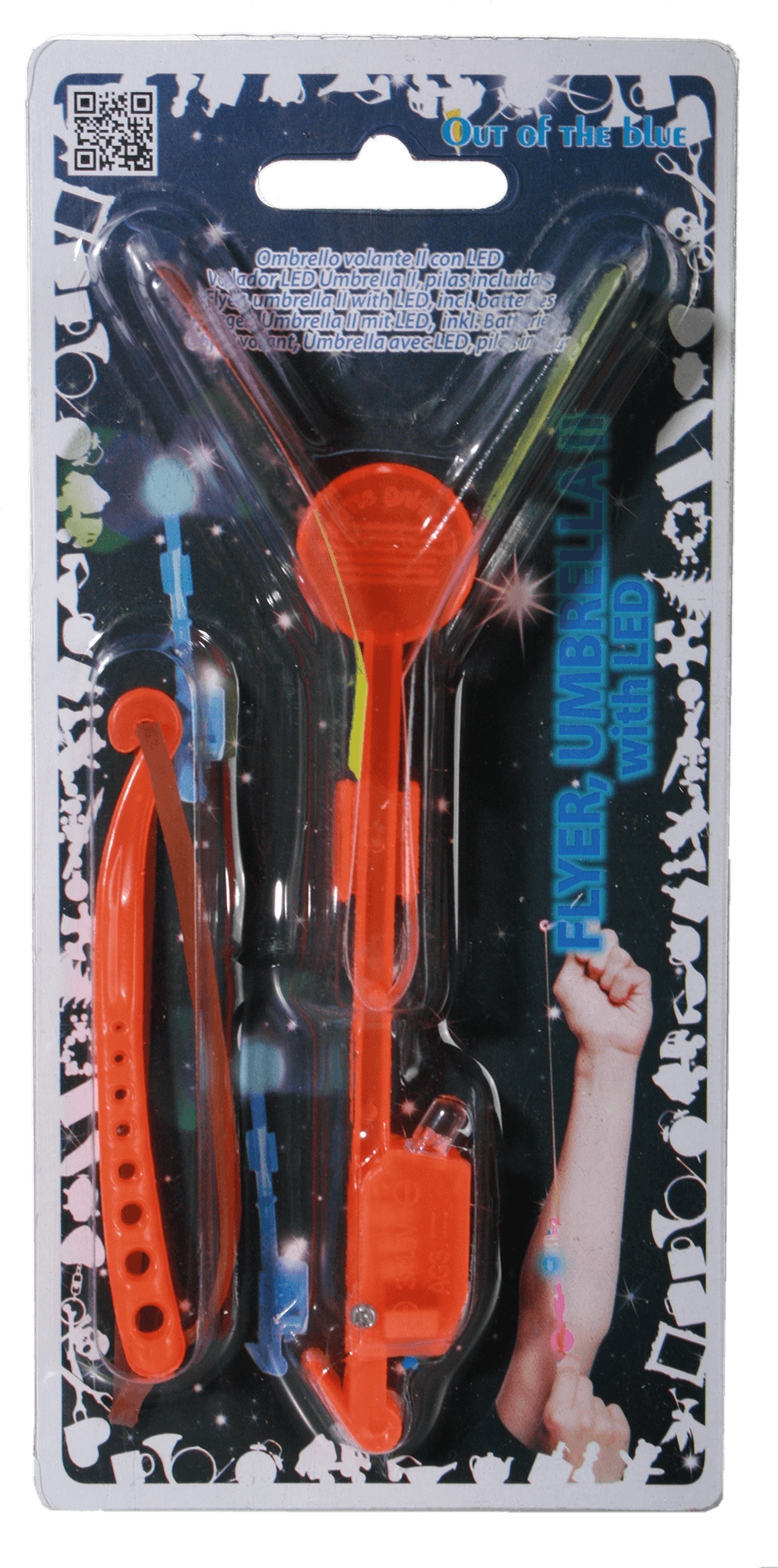 Flying umbrella with LED (incl. batteries),