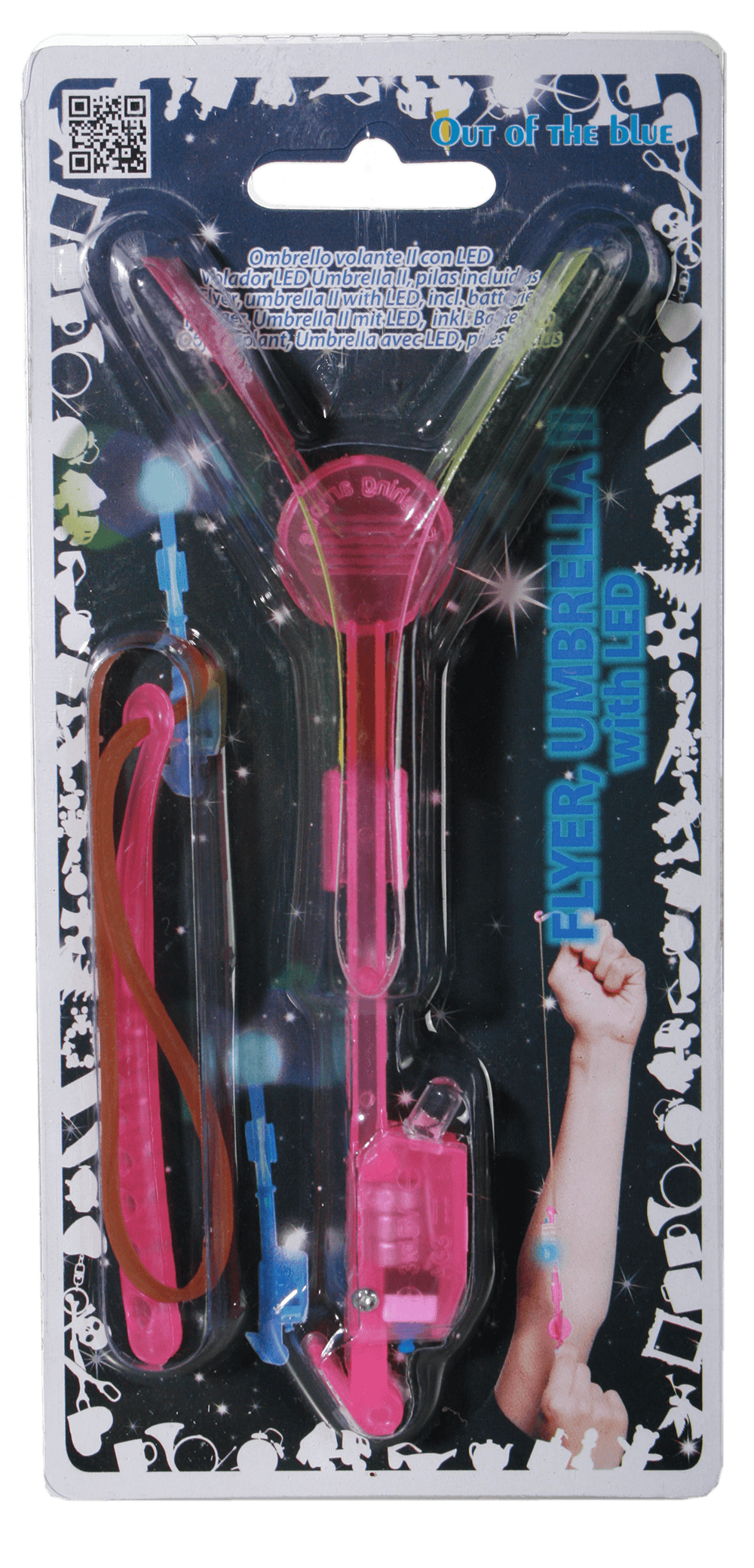 Flying umbrella with LED (incl. batteries),