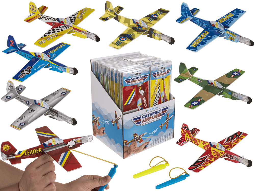 Airplane with rubber band starter,