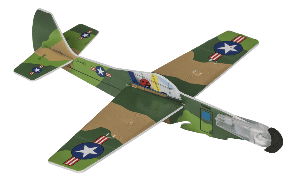 Airplane with rubber band starter,