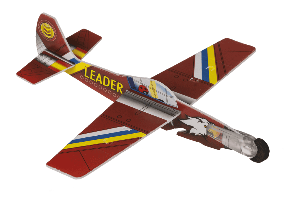 Airplane with rubber band starter,