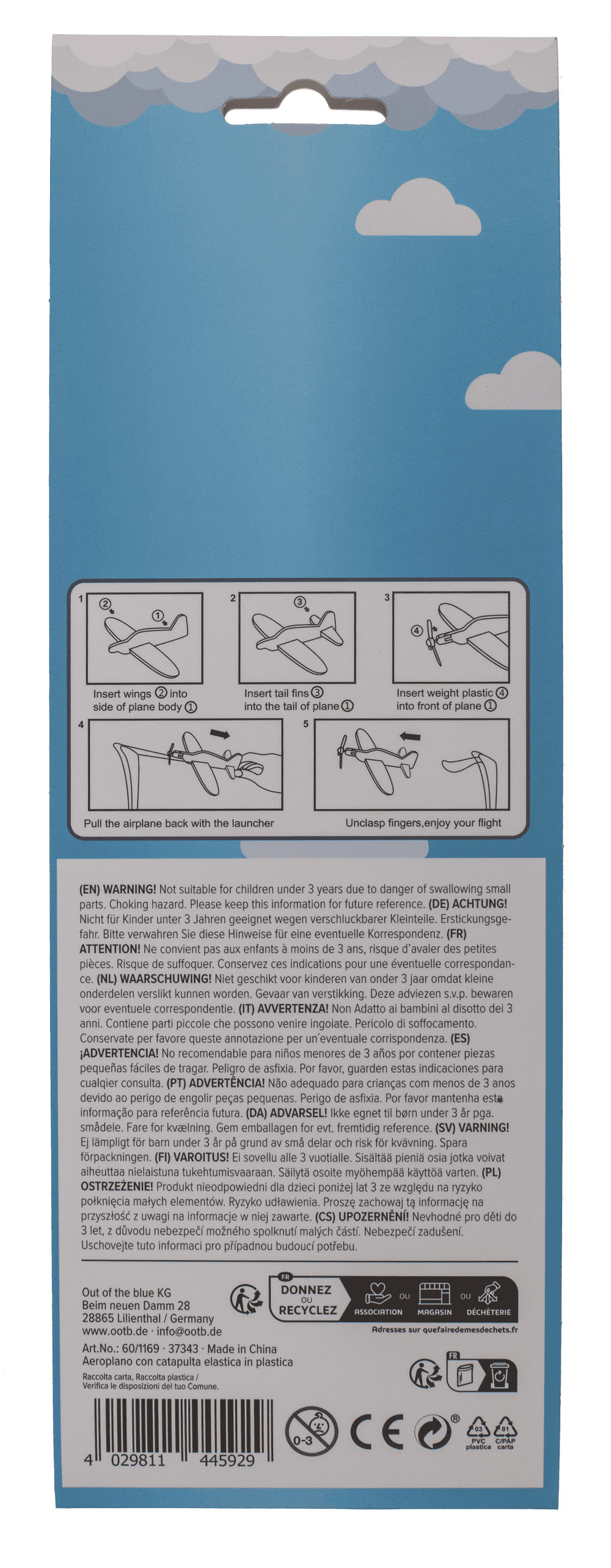 Airplane with rubber band starter,