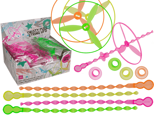 Twisty Pull-string Ufo, Neon, approx. 20,5 cm,