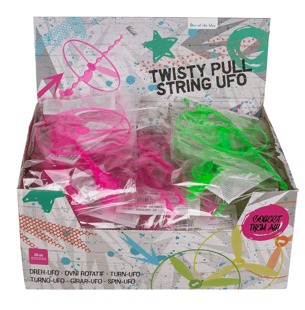 Twisty Pull-string Ufo, Neon, approx. 20,5 cm,