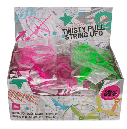Twisty Pull-string Ufo, Neon, approx. 20,5 cm,