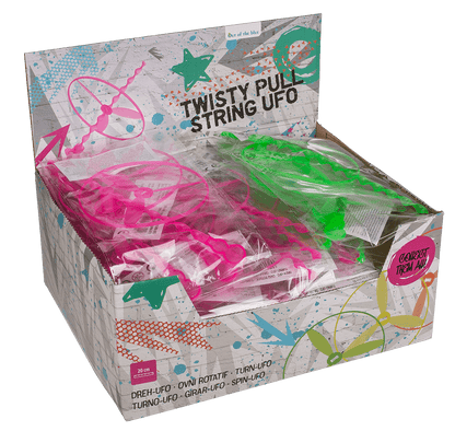 Twisty Pull-string Ufo, Neon, approx. 20,5 cm,