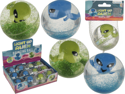 Flashing bouncing ball, Alien, 6,5 cm,