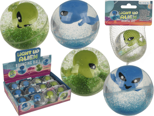 Flashing bouncing ball, Alien, 6,5 cm,