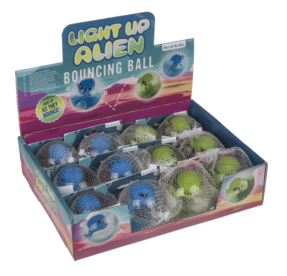 Flashing bouncing ball, Alien, 6,5 cm,