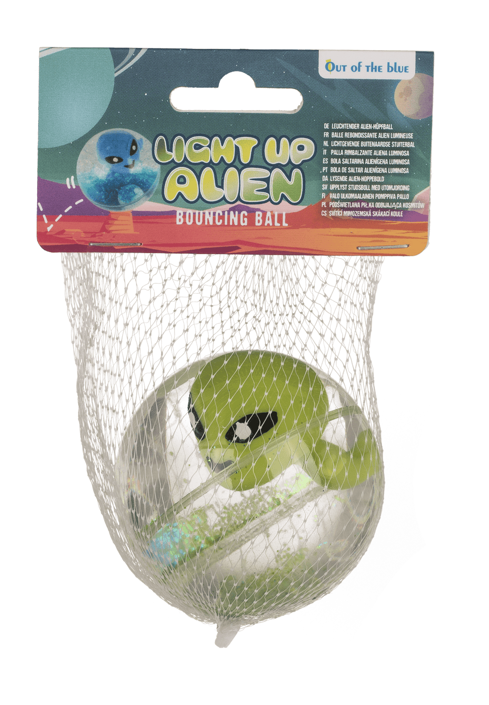 Flashing bouncing ball, Alien, 6,5 cm,