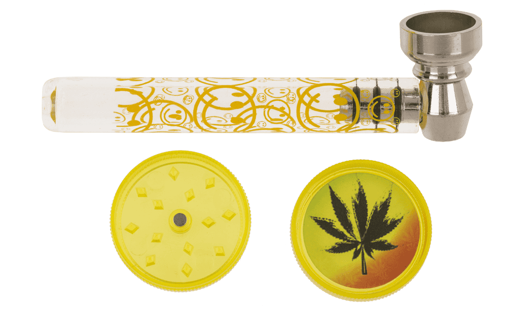 Glass pipe with metal head,