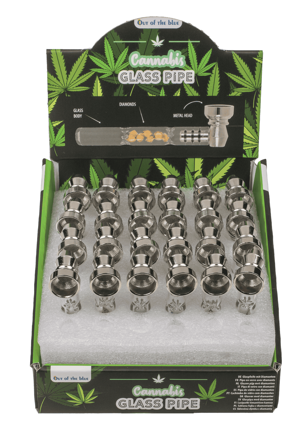 Glass pipe with metal head & diamonds,