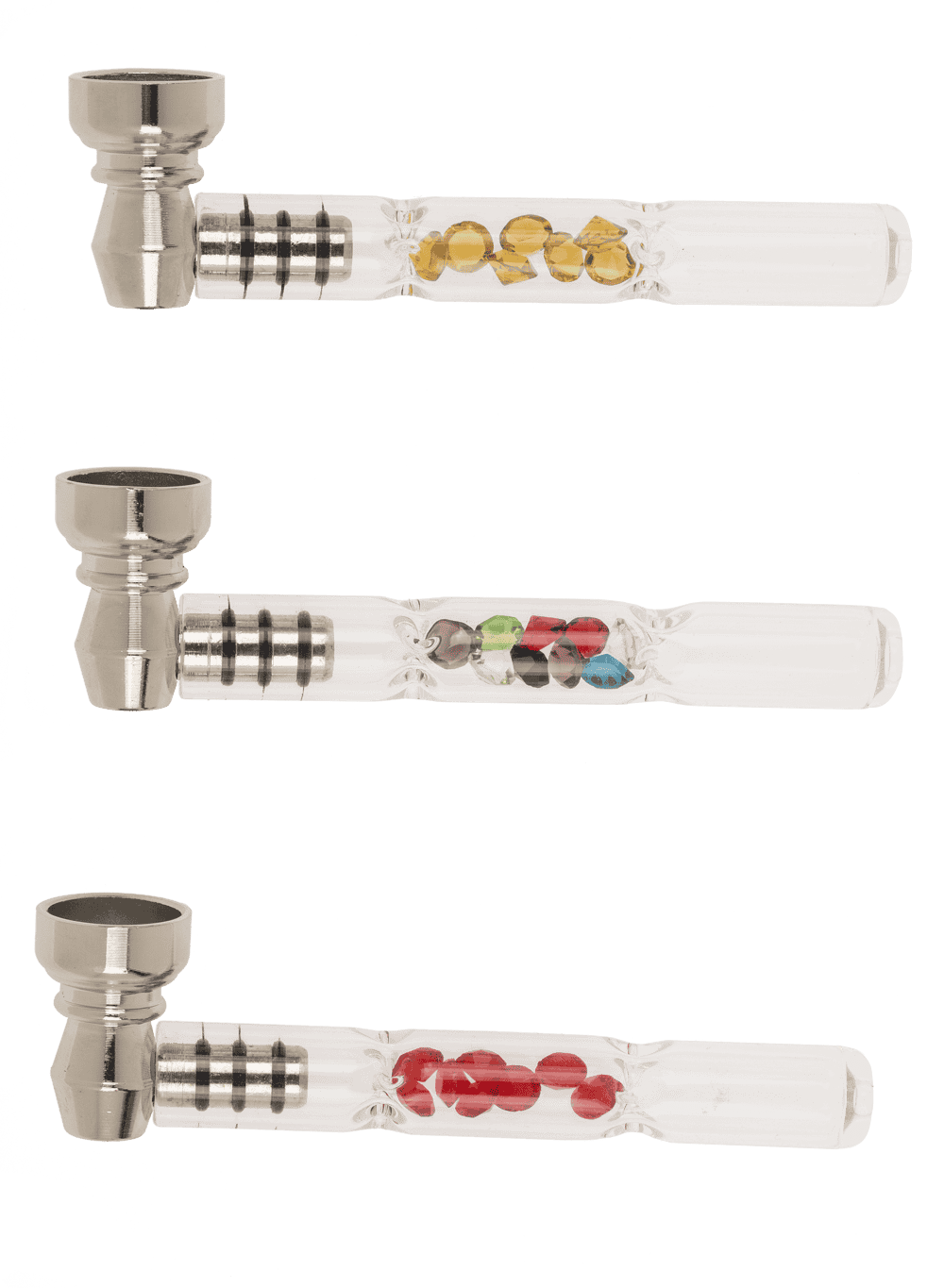 Glass pipe with metal head & diamonds,