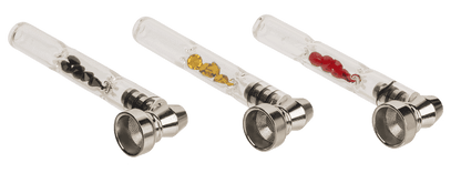 Glass pipe with metal head & diamonds,