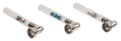 Glass pipe with metal head & diamonds,