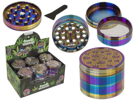 Metal cannabis grinder, Rainbow, 5 x 3,8 cm,