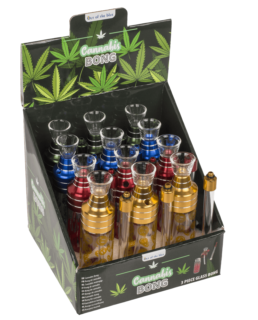 Bong,Classic,12 cm, with mouthpiece, glass/metal,