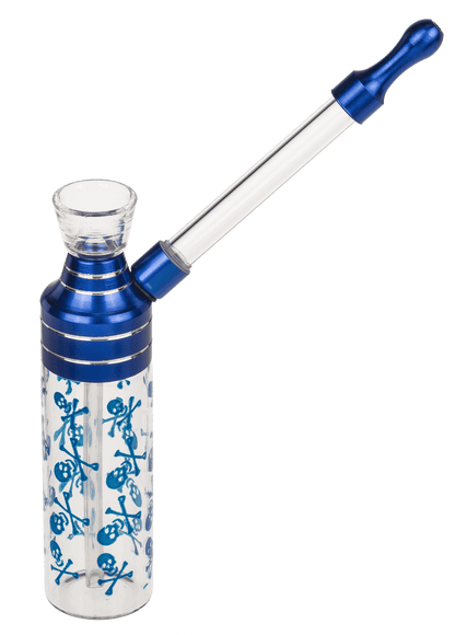 Bong,Classic,12 cm, with mouthpiece, glass/metal,