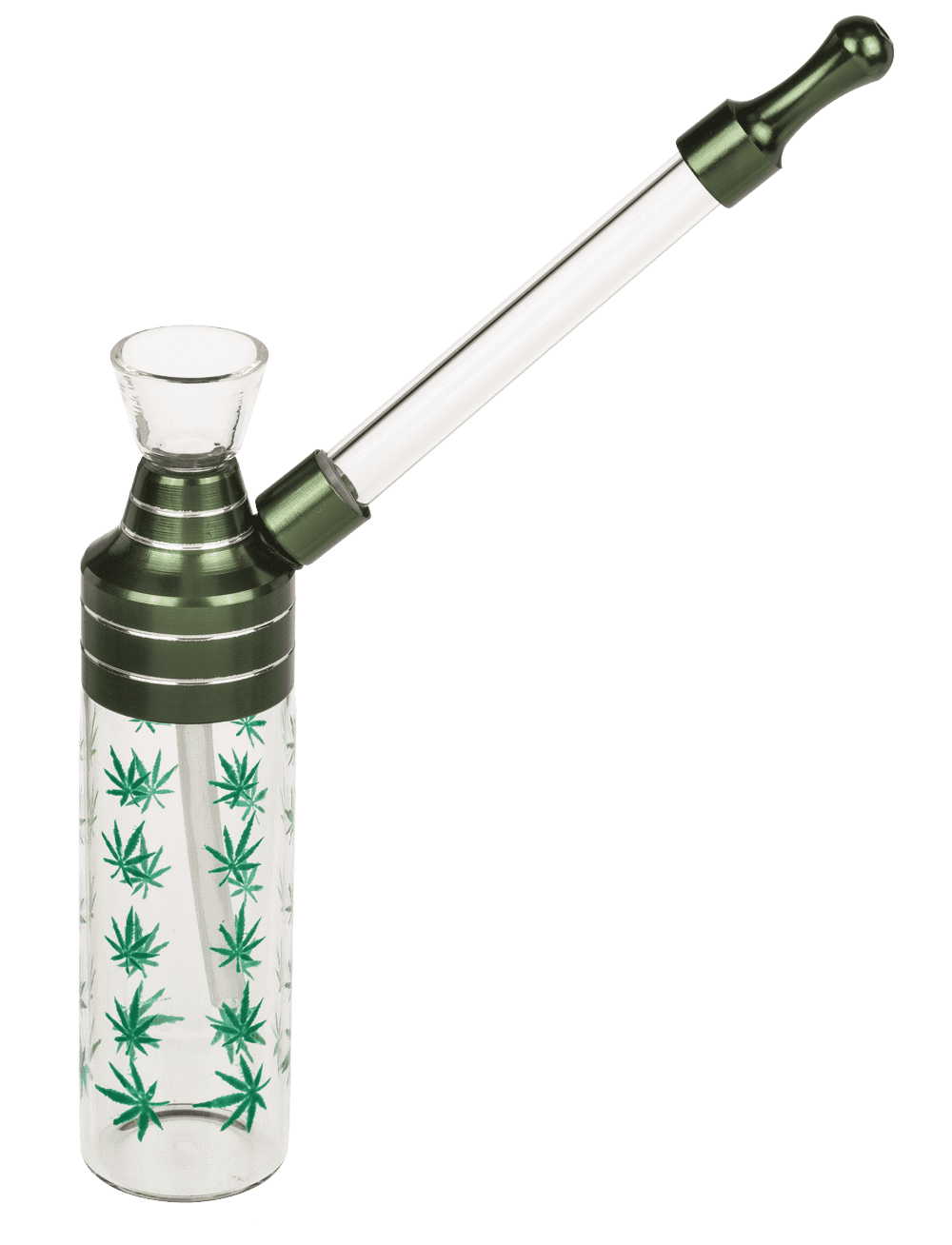 Bong,Classic,12 cm, with mouthpiece, glass/metal,
