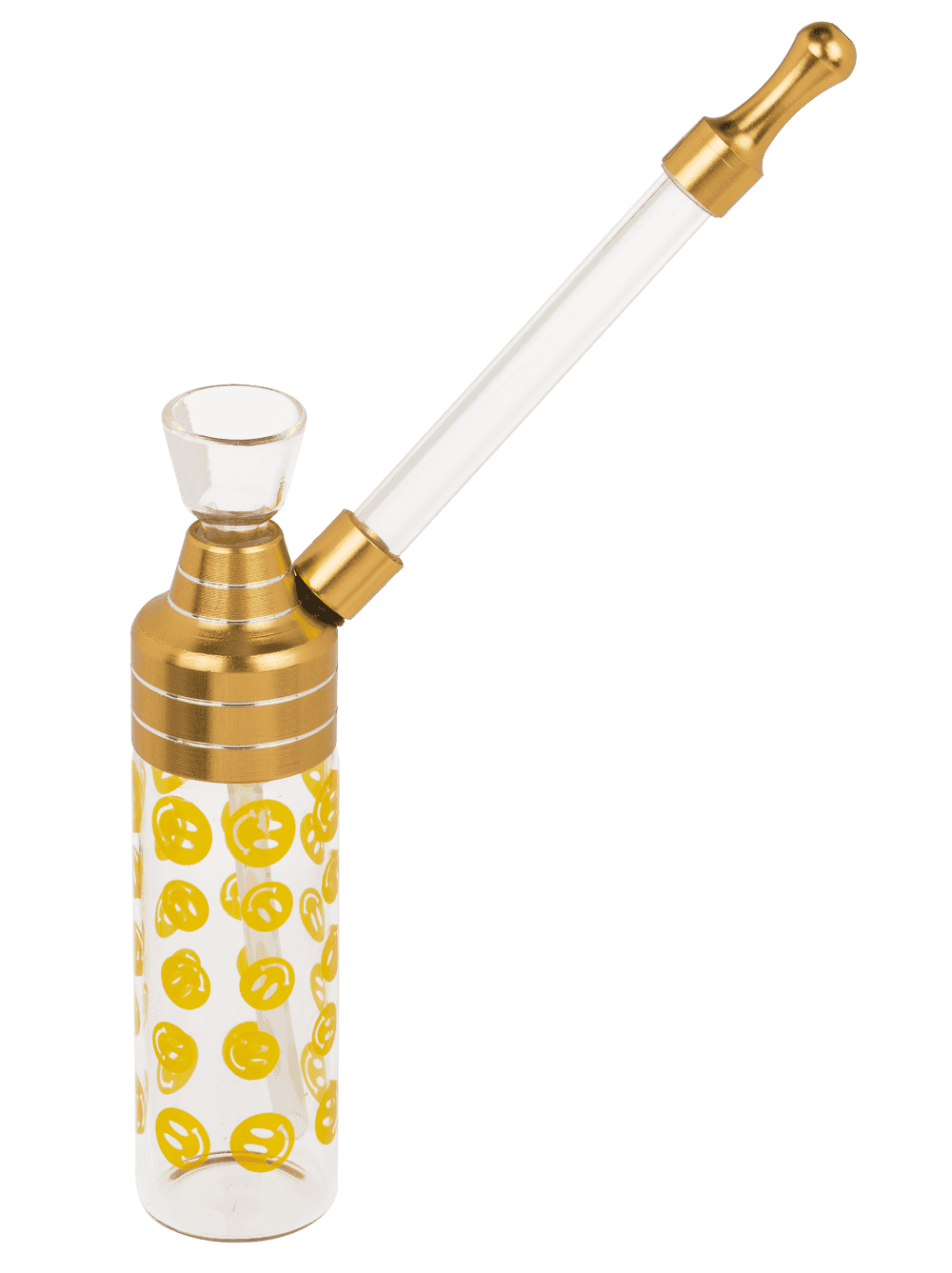 Bong,Classic,12 cm, with mouthpiece, glass/metal,