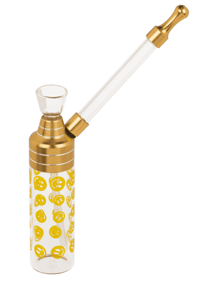 Bong,Classic,12 cm, with mouthpiece, glass/metal,