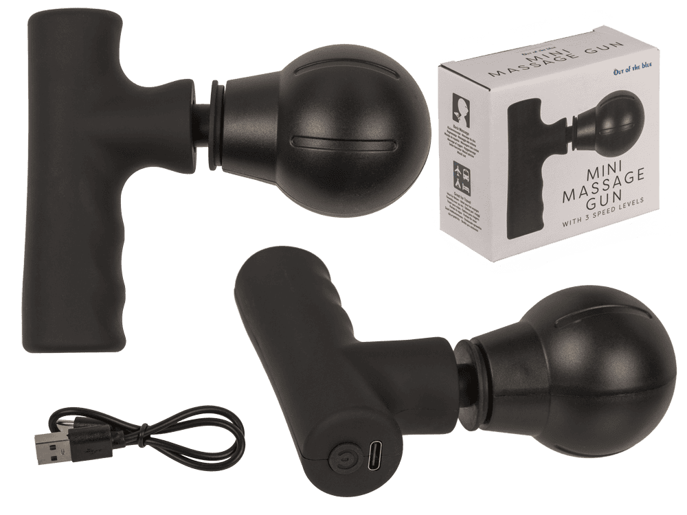 Mini massage gun, 9.5 x 11 cm, with USB cable,