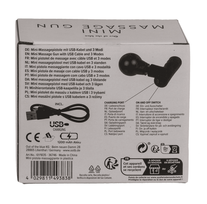 Mini massage gun, 9.5 x 11 cm, with USB cable,