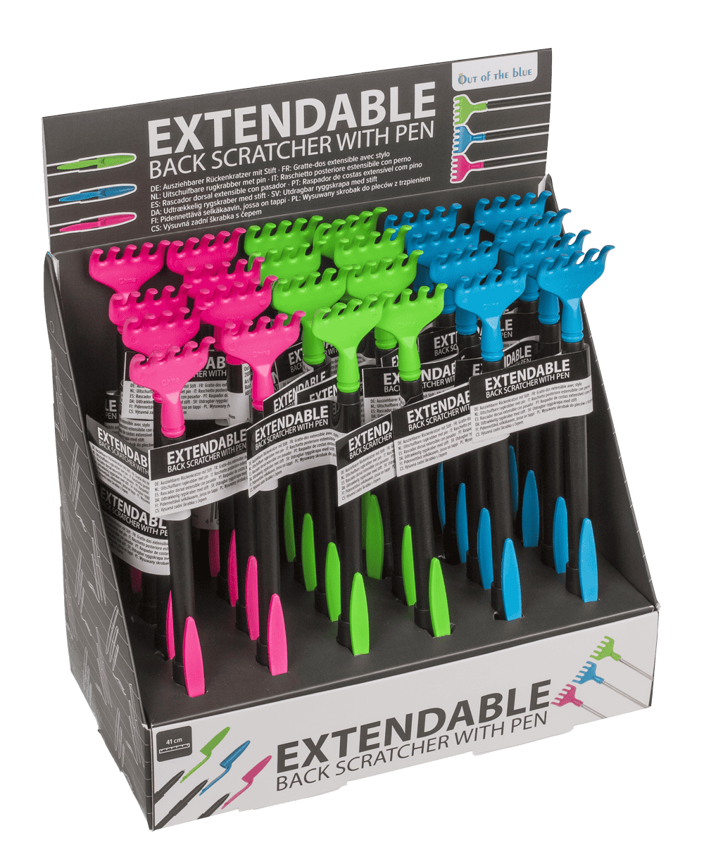 Extendable back scratcher with pen,