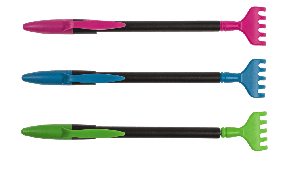 Extendable back scratcher with pen,