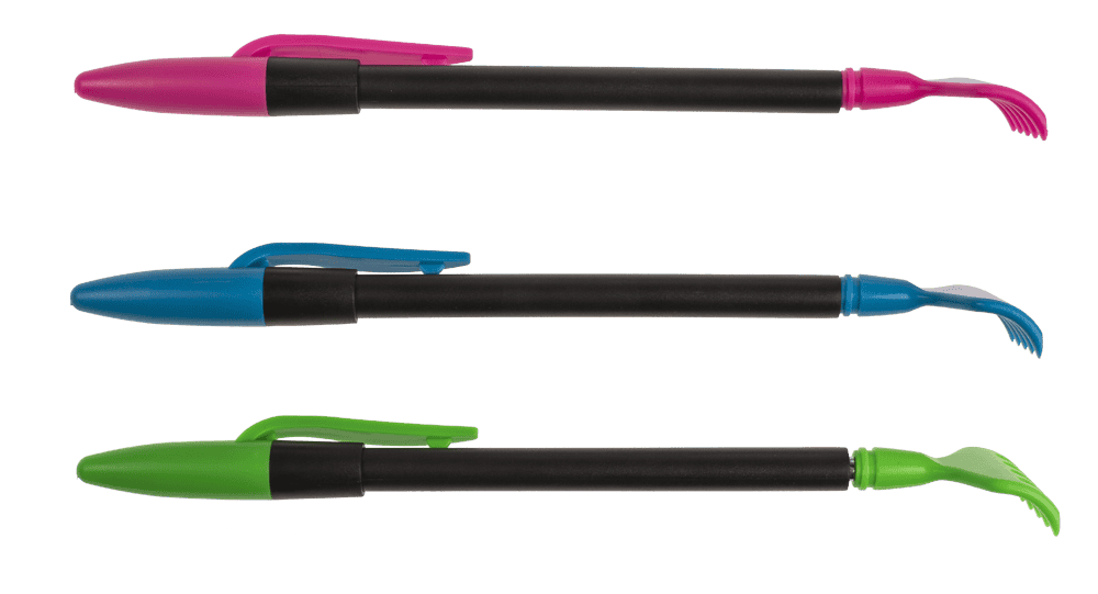 Extendable back scratcher with pen,