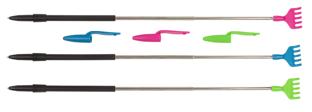 Extendable back scratcher with pen,