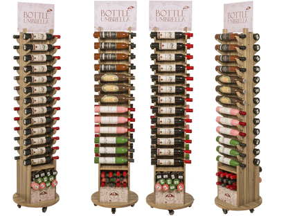 Floor display for bottle umbrellas,
