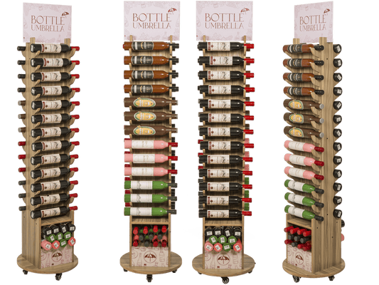 Floor display for bottle umbrellas,