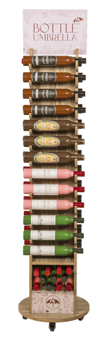 Floor display for bottle umbrellas,