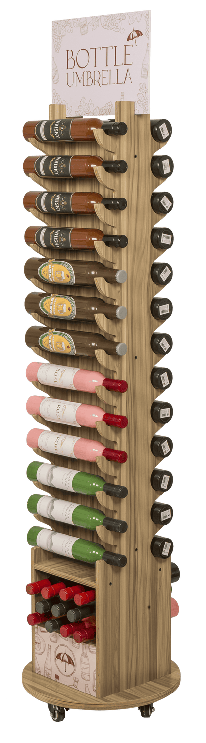 Floor display for bottle umbrellas,