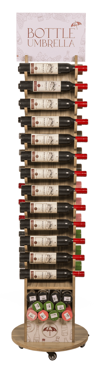Floor display for bottle umbrellas,