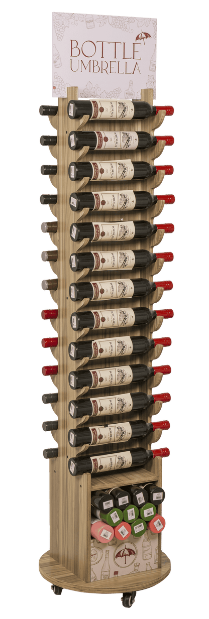 Floor display for bottle umbrellas,