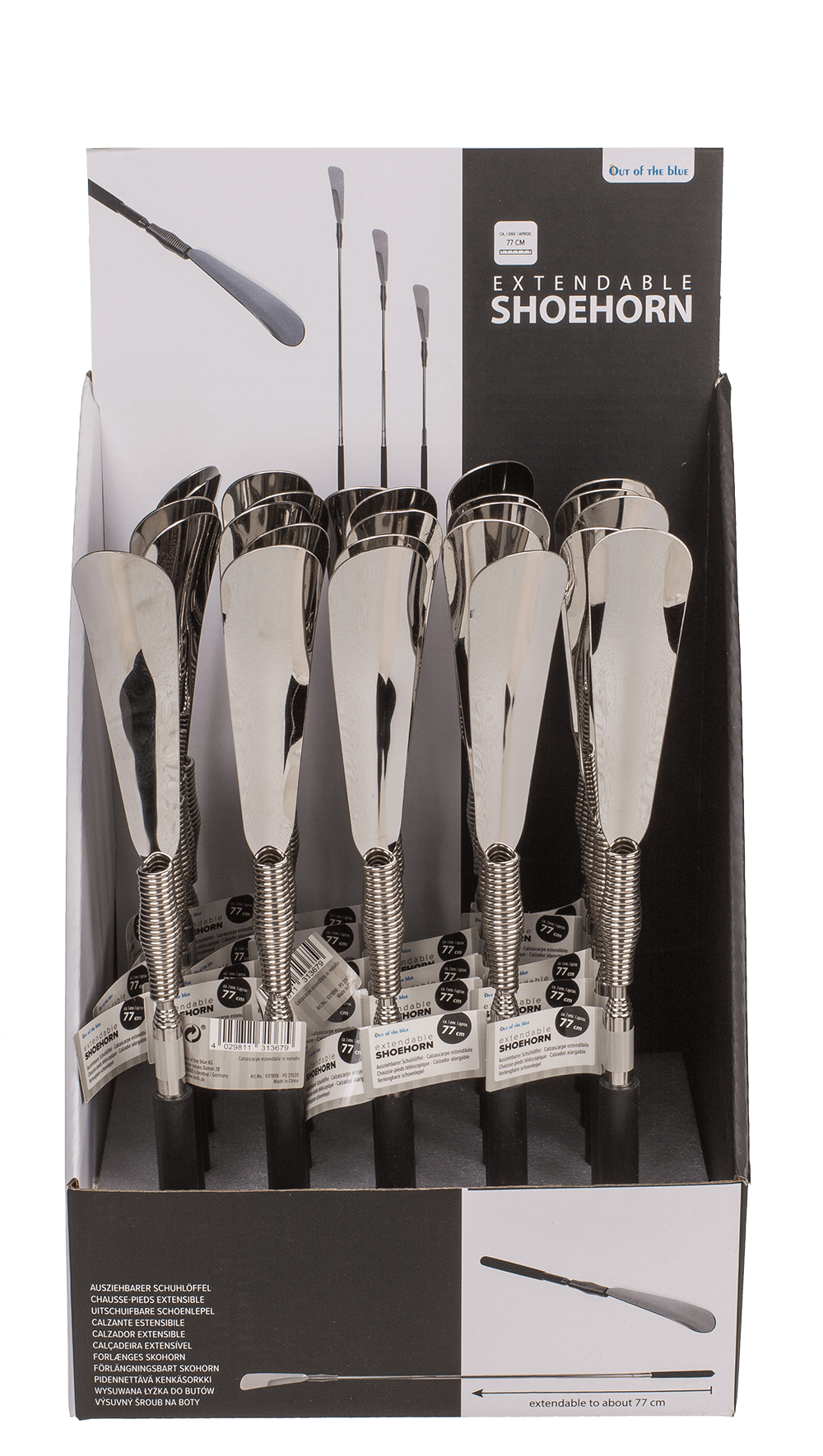 Extendable metal shoe horn,